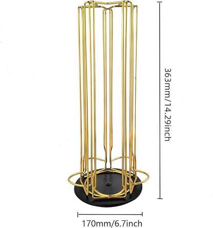 Vertuo Pod Holder Carousel Stand for 35 Nespresso Vertuo Capsule Storage Organizer with Extra Space for Coffee Mate Silent Rolling，Gold