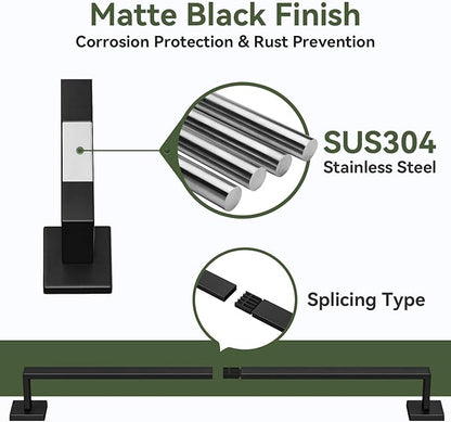 15-Pieces Matte Black Bathroom Accessories Set, 24 Inch Bathroom Hardware Set, SUS304 Stainless Steel Bath Towel Bar Set, Towel Racks for Bathroom Wall Mounted
