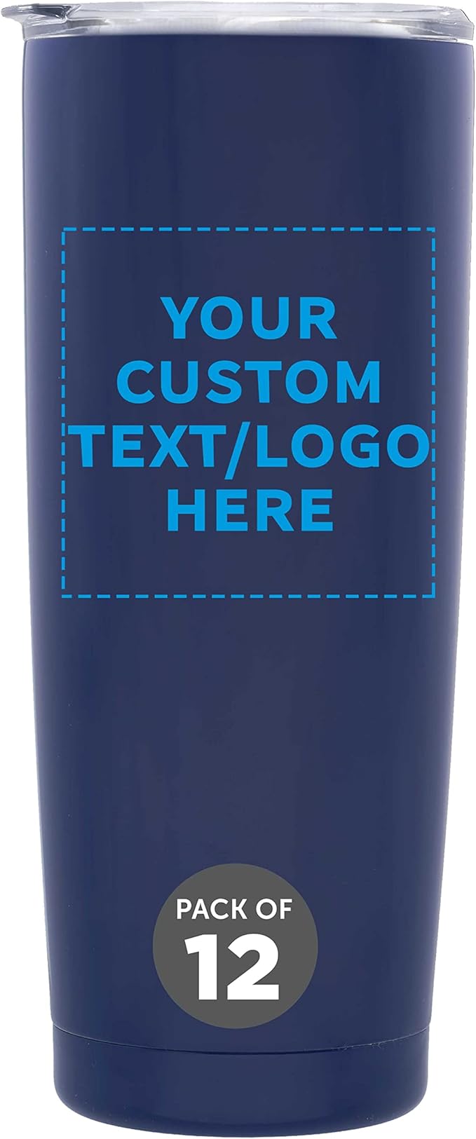 Custom Pipette Stainless Steel Coffee Tumblers 20 oz. Set of 12, Personalized Bulk Pack - Double Wall, Perfect for Coffee, Hot Cocoa, Other Hot & Cold Beverages - Blue