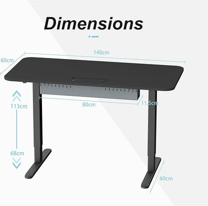 Electric Standing Desk with Cable Management Tray,55x24 Inch Adjustable Height Sit Stand Desk,with Memory Presets & Anti-Collision Computer Desk,for Office,Home,Black Top&Black Frame