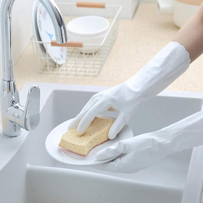 HSL Household Cleaning Gloves - Reusable Kitchen Dishwashing Gloves with Latex Free, Cotton lining, Waterproof, Non-Slip (Small, 3 Pairs)
