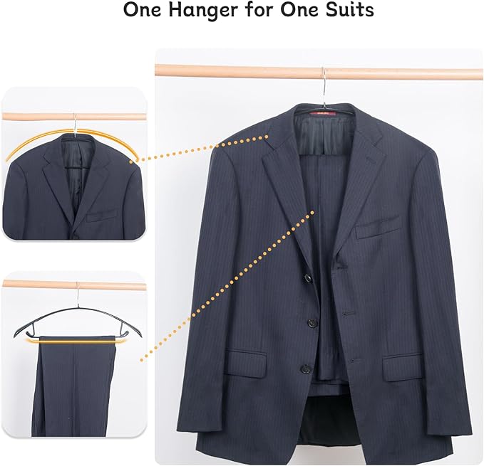 Nature Smile Non Slip PVC Coating Sweater Hangers,Dress Suit Coat Hangers,Wide Shoulder Bump Free Golf T Shirts Clothes Hangers (Black Color 20 Pack)