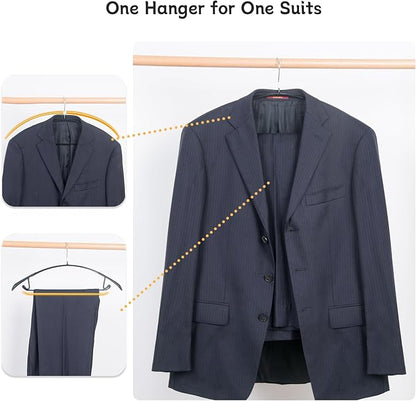 Nature Smile Non Slip PVC Coating Sweater Hangers,Dress Suit Coat Hangers,Wide Shoulder Bump Free Golf T Shirts Clothes Hangers (Black Color 10 Pack)