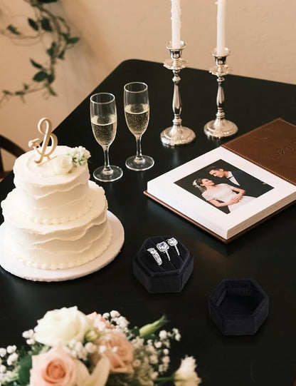 Velvet 3 Slots Jewelry Ring Box Engagement Wedding Box Keepsake Box Bridal Photo Ring Triple Slots Hexagon