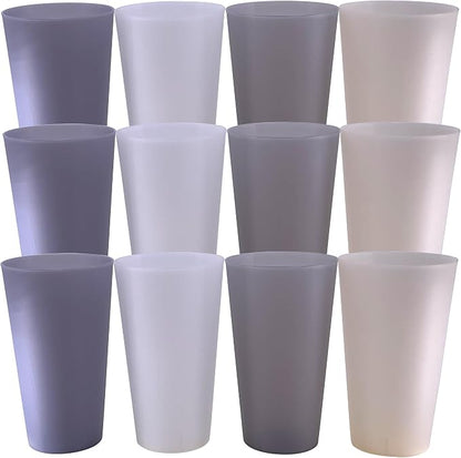 AOYITE Unbreakable Plastic Cups Reusable, 32 oz Plastic Tumblers set of 12, BPA Free Dishwasher Safe Large Drink Cup for Kids Kitchen Camping Party Outdoor (Grey Stone)