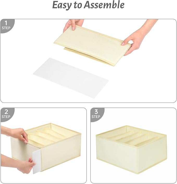 Jeans Drawer Organizers for Clothing, 5 Compartment Wardrobe Storage Box, Washable Clothes Organizer for Folded Clothes, Jeans, Pants, Leggings, t-shirts(Beige)
