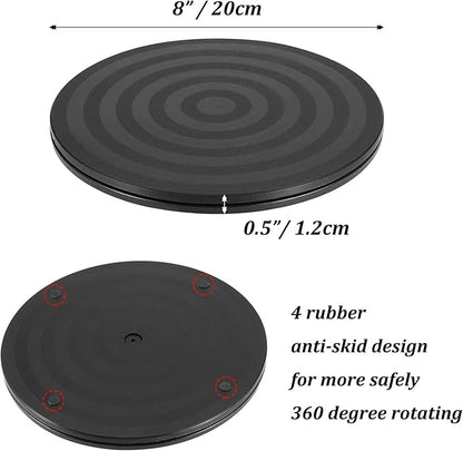 Turntable Rustic Wooden Serving Tray: Hanobe Round Wood Decorative Vintage Centerpiece Candle Holder Trays Farmhouse Ottoman Tray with Turn Table for Kitchen Countertop Coffee Table