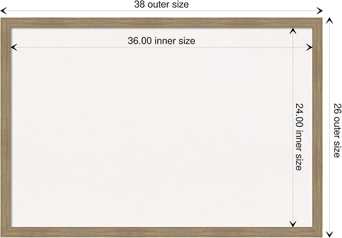Amanti Art White Cork Board for Wall, 26x38 Vision Board with Brown Wood Frame, Large Corkboard Office Decor for Home Organization, Casual Corkboard Pinboard to display items for home organization