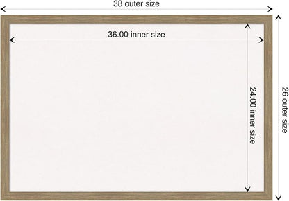 Amanti Art White Cork Board for Wall, 26x38 Vision Board with Brown Wood Frame, Large Corkboard Office Decor for Home Organization, Casual Corkboard Pinboard to display items for home organization