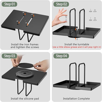 Napkin Holder for Table, Rotating Napkin Dispenser with Salt and Pepper Shakers Storage, Metal Paper Towel Holder for Table, Kitchen Countertop, Dining Table Decor Black Not Including Shakers