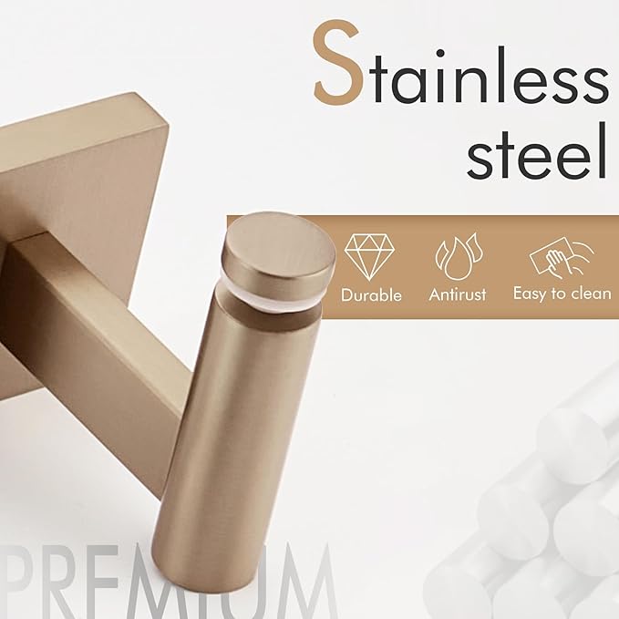 KOKOSIRI Wall Shelves Bathroom Hardware Glass Floating Shelf 16-Inch for Bedroom, Living Room, Kitchen, Hanging Rack Champagne Bronze B1105CPG-L16