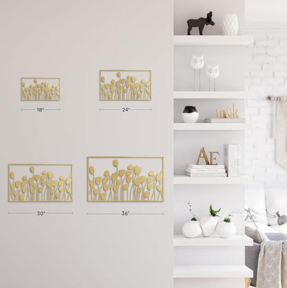 SIGNLEADER Metal Wall Decor Lotus Leaf Minimalist Modern Abstract Wall Sculpture Hangings Home Decoration for Living Room, Bedroom, Bathroom, Kitchen, Outdoor - 24" Gold