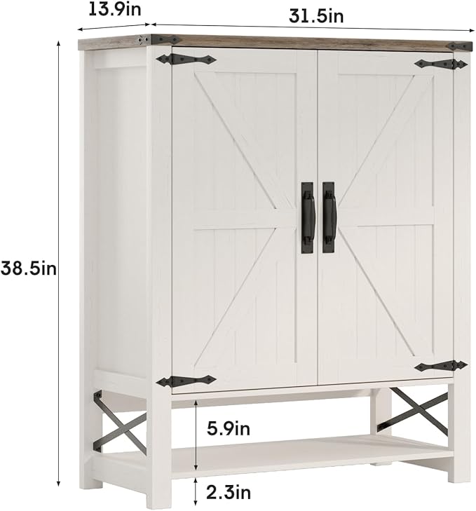Maupvit 6-Tier Shoe Cabinet with Doors, Farmhouse Shoe Storage Cabinet with Adjustable Shelves, Shoe Shelf, Wooden Shoe Rack Organizer Cabinet for Entryway, Foyer, Hallway, Living Room, White