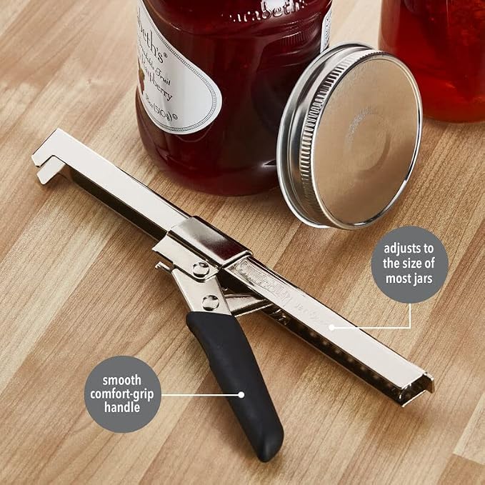 Swing-A-Way Comfort Grip Jar Opener, 7.5-Inch, Adjustable Multifunctional Stainless Steel Can Opener with Gripper, Arthritis Friendly Soft Rubber Grip Handle, Kitchen Accessories (Red)