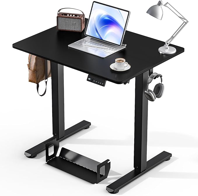 Kingant Standing Desk Height Adjustable Small Electric Stand Up Desks [32 x 24 Inch] - Ergonomic Sit Stand Desk Rising Desks for Home Office Computer Desk Stand Desk Workstation with Cable Management
