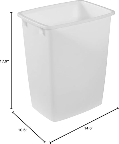 Rubbermaid Small Kitchen Bathroom Trash Can, 9 Gallons, White, Waste Basket for Under Counter/Kitchen/Office/Bedroom/Bathroom