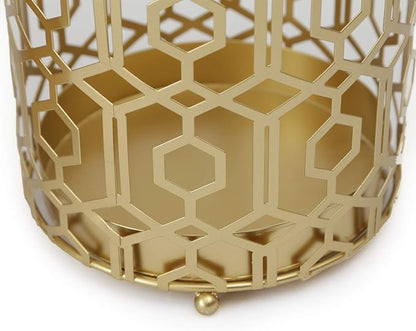 19" H Modern Metal Umbrella Stand for Entryway, Round Cane and Walking Stick Holder with Drip Tray, Elegant Home & Office Foyer Decor, Gold