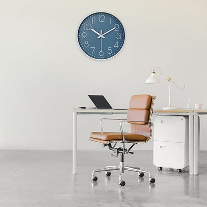 jomparis 12 Inch Silent Non-Ticking Battery Operated Quality Quartz Round Wall Clock Modern Decor Clock for Home Office Bedroom Bathroom(Cerulean/Blue Color)
