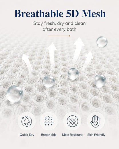 Full Body Bath Pillow for Bathtub, Extra Thick Luxury Bath Cushion with Adjustable Lumbar Support, 240 Suction Cups, Quick Dry 5D Mesh Tub Pillow for Home Spa Relaxation 52" x 17"