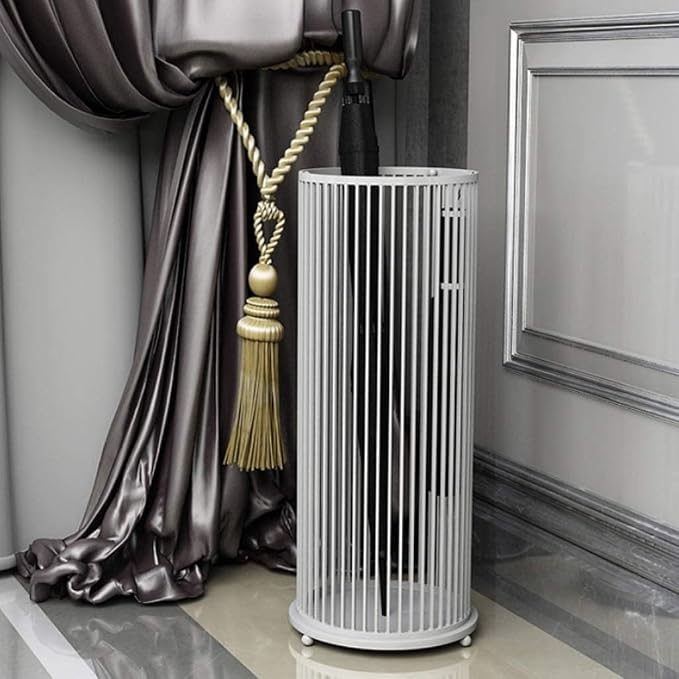 Entryway Umbrella Stand Hotel Modern Umbrella Holder Metal Paint After The Door Iron Umbrella Stand Umbrella Barrel Storage Rack Umbrella Holder Office (Color : D-White)