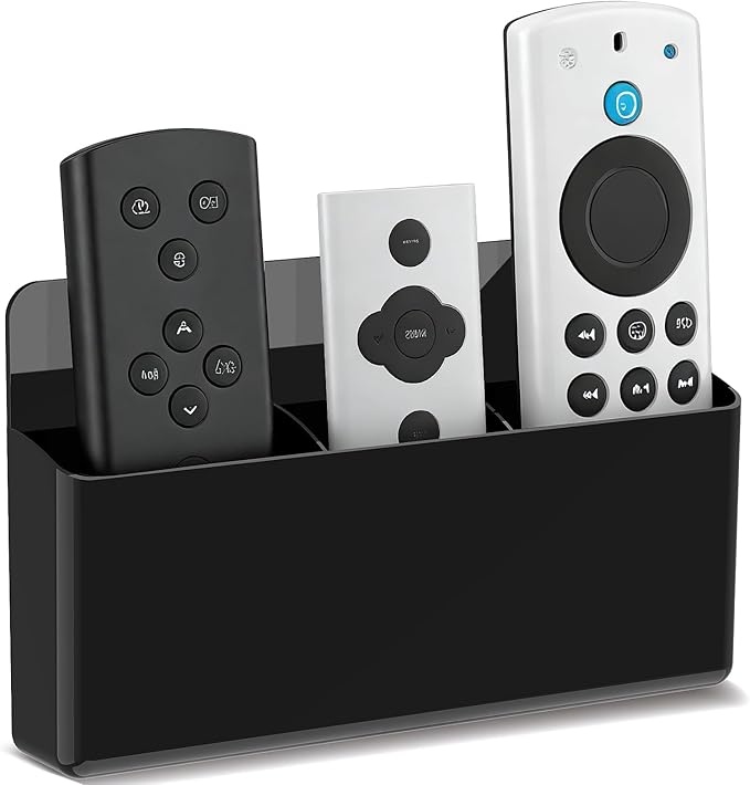 DRQ 3 Slot Adhesive Remote Control Holder, Wall Mount TV Controller Holder, TV Remote Organizer, Wall Pen Holder Desk Accessories Storage for Home Office School, Black
