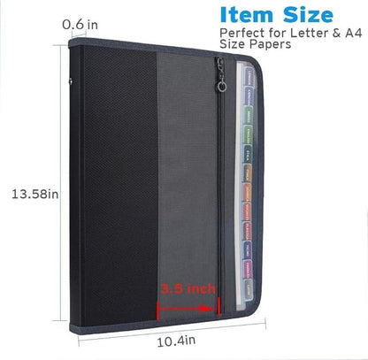 Sooez Accordion File Organizer with Safe Zipper, 12 Pocket Expanding File Folder with Front Pencil Pouch, Portable Monthly Paper Bill Tax Receipt Organizer, School Office Supplies, Letter Size, Grey