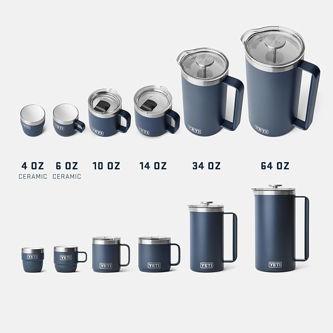 YETI Rambler 14 oz Ceramic Lined Stackable Mug, Vacuum Insulated, Stainless Steel with MagSlider Lid, White