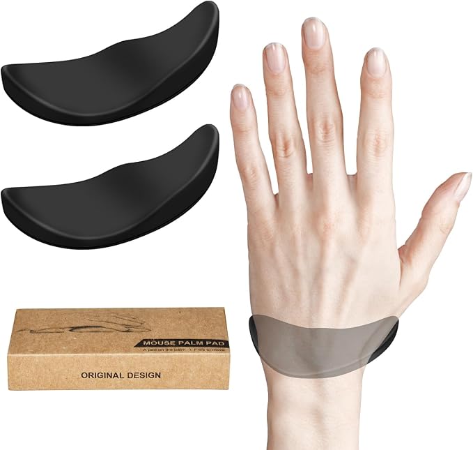 JIKIOU Left-Handed Truly Ergonomic Wrist Rest for Mouse 2 Pack, Carpal Tunnel Support, Pain Relief, Anti-Fatigue, Easy Glide, Office Computer Laptop Gaming