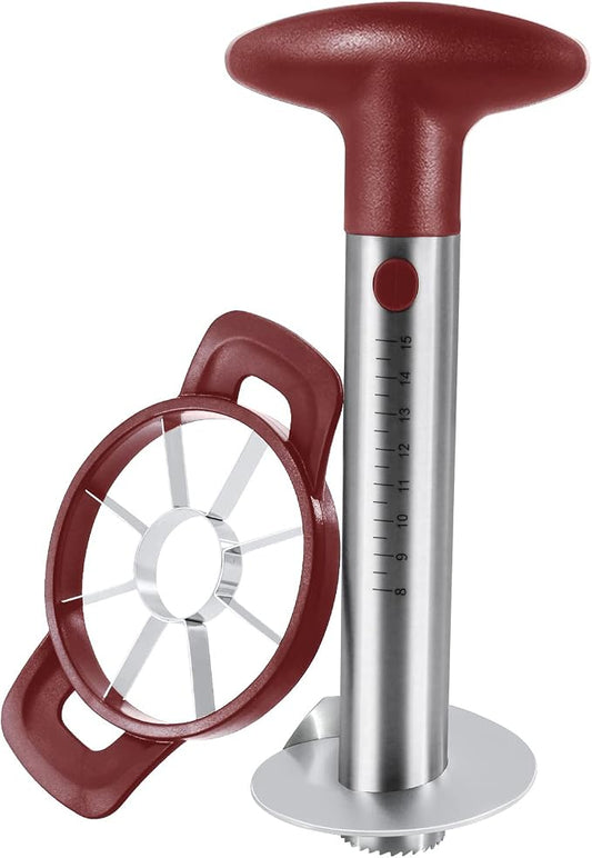 Newness Pineapple Corer and Slicer Tool, Robust Pineapple Core Remover with Upgraded Cutter & Reinforced Thicker Blade, Stainless Steel Kitchen Fruit Gadget for Diced Pineapple Rings (Red)