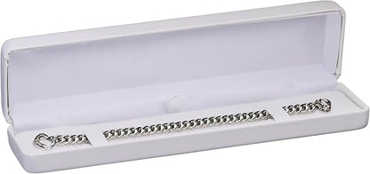 Bracelet Gift Box – Luxury White PU Leather Jewelry Display Case with Satin Lining – Elegant Long Box for Chain Bracelet or Anklet – Perfect for Wedding, Engagement, Anniversary, Birthday