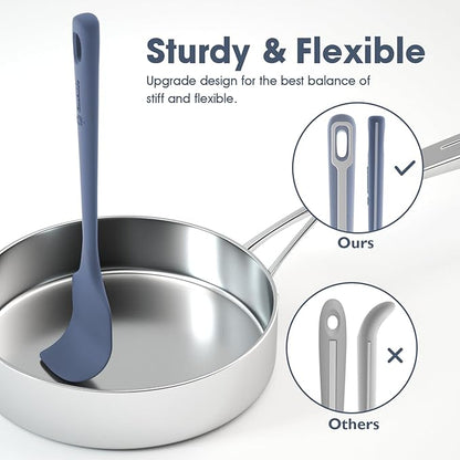 ChefAide 4 Pieces Silicone Spatula Set, Food Grade Rubber Spatula, Upgrade Strong Handle with Ergonomic Grip, Heat Resistant for Nonstick Cookware, Cooking