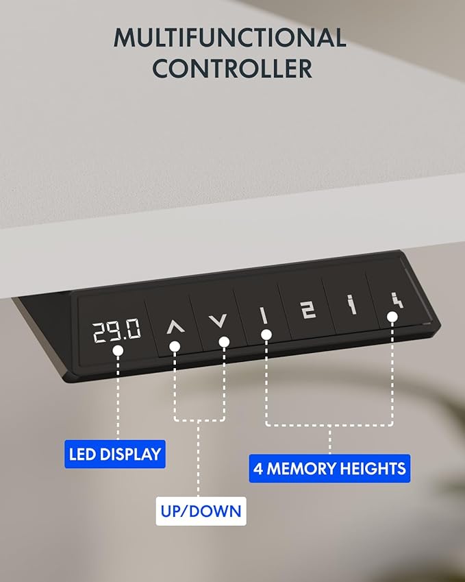 FLEXISPOT 71 x 32 Inch Large Standing Desk, Stand Up Desk with Splice Board, Rising Desks for Home Office, Office Desk with Headphone Hook (White Frame + White Top, 2 Packages)