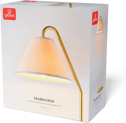 GLOBE Electric 62" Floor Lamp, Matte Brass Finish, Beige Fabric Shade, On/Off Rotary Switch, 6-Ft Clear Cord, Cozy Glam Style, E26 Base, 61000147
