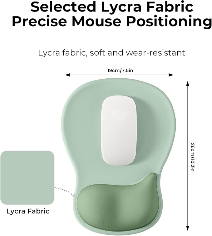EooCoo Ergonomic Mouse Pad with Gel Wrist Rest Support Middle Concave Design, Relieve Wrist Pain Mousepad, Non-Slip Base for Laptop, Office Desk Accessories, Carpal Tunnel Syndrome-Avocado Green