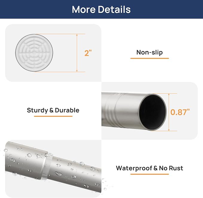 ENJOYBASICS 2 Pack Adjustable Spring Tension Curtain Rods 32 to 54 Inches, Stainless Steel Nickel Shower Rod No Drilling for Window, Bathroom, Closet, Room Divider, 7/8" Diameter
