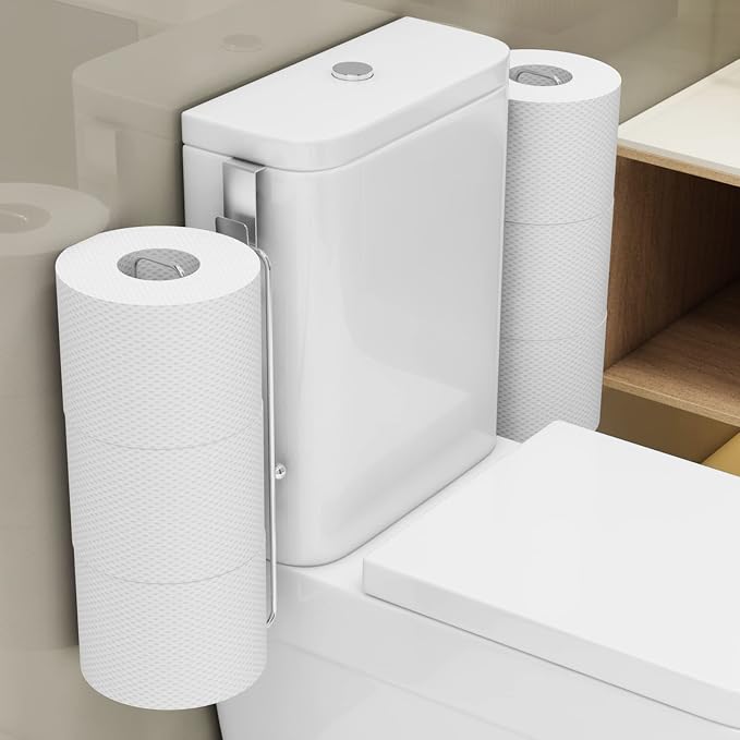 Conworld Toilet Paper Holder Brushed Nickel for 6 Roll Tissue, 2 Packs Bathroom Toilet Paper Storage Over The Tank, Stainless Steel Rustproof Hanging Toilet Roll Holder for Bathroom, RV, Camper,Silver