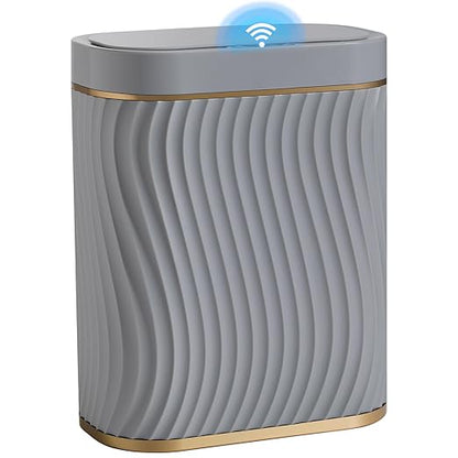 Bathroom Small Trash Can with Automatic Touchless Lid, 2.6 Gallon Smart Garbage Can Narrow Waterproof Trash Bin for Bedroom, Office, Living Room