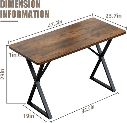 Heavy Duty Office Desk Industrial Grade Computer Desk with 1" Thick Desktop & 1 mm Reinforced Metal Frame Sturdy Workstation for Home Office Gaming Dorm 47.2" W x 23.7" D x 29" H