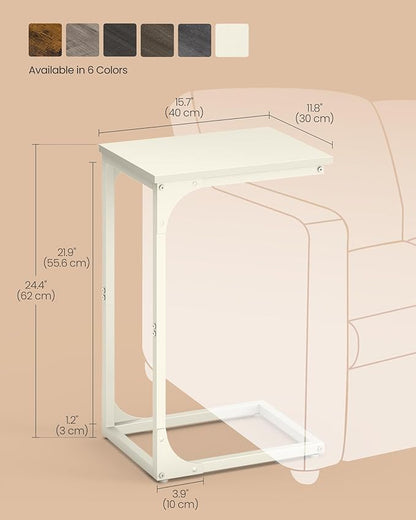 VASAGLE C-Shaped End Table, Small Side Table for Couch, Sofa Table with Metal Frame for Living Room, Bedroom, Bedside, Cream White