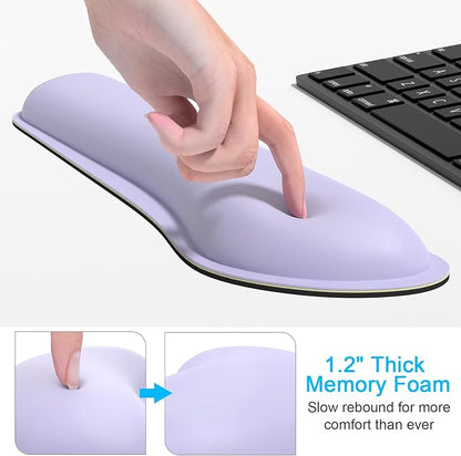 Dapesuom Keyboard Wrist Rest Set, Cute PU Leather Wrist Cushion for Computer Keyboard and Mousepad, Memory Foam Mouse Pad Rests Support with Non-Slip Base for Typing Pain Relief, Laptop, Purple
