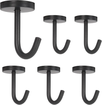NearMoon Coat Hooks, Wall Mount Hooks for Hanging Hat Hurse Robe, 304 Stainless Steel Heavy Duty Towel Hangers for Bathroom Livingroom Kitchen-Ceiling Hook, 6 Pack (2 Inch, Matte Black)