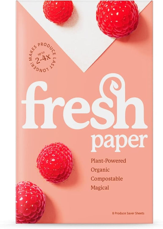 FRESHPAPER Keeps Fruits & Vegetables Fresh for 2-4x Longer, 8 Reusable Food Saver Sheets for Produce (1 Pack), Made in the USA by The FRESHGLOW Co
