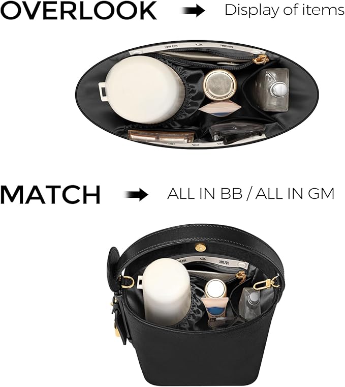 GIVLEFLY Purse Organizer Insert Fit for All In Big Tote Organizer Insert with Cup Holder, Light Weight Purse Liner with Built-In Zipper Pocket (Dark Gray Lining)