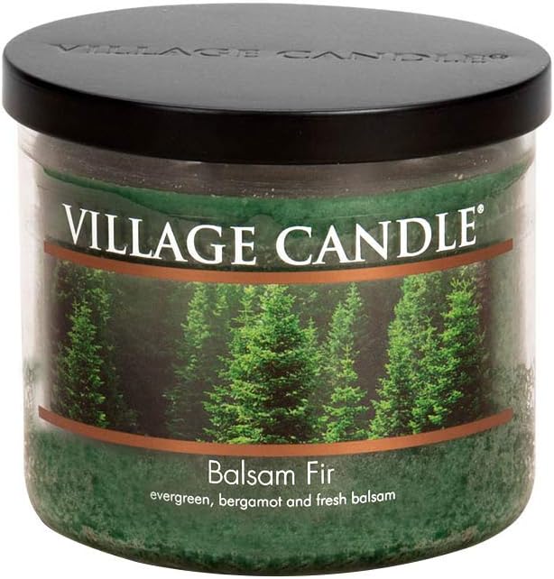 Village Candle Balsam Fir 17 oz Glass Bowl Scented Candle, Medium,Green