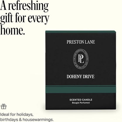 Preston Lane Luxury 2-Wick Scented Candle, Doheny Drive, 7.5 oz Hand-Poured in USA | Long Burn Time (20-30 Hrs), Vegan Soy Wax Blend, Decorative Glass Vessel, Fine Italian Fragrance