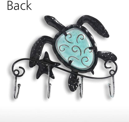 Tooarts Wall Mounted Key Holder Turtle Wall Hooks Iron Key Hook Rustic Wall Decorative Hook Living Room Bathroom Ornament
