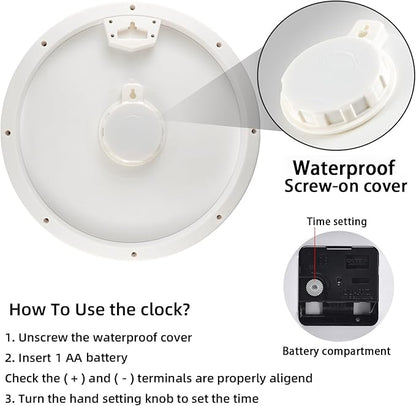 Caysie 16 Inch Sealed Large Outdoor Clock Waterproof, Silent Battery Operated Weatherproof Wall Clocks for Pool Patio Outside Home (Brown)