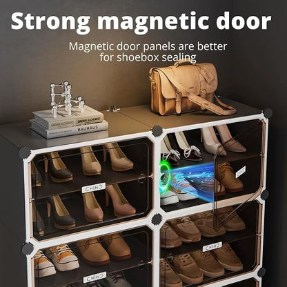 MAGINELS Shoe Rack,Expandable Shoe Cabinet Easy to Assemble. Shoe Storage with Door,Entryway, Closets, Hallway, and Bedroom.Accommodates Up to 24 Pairs of Shoes