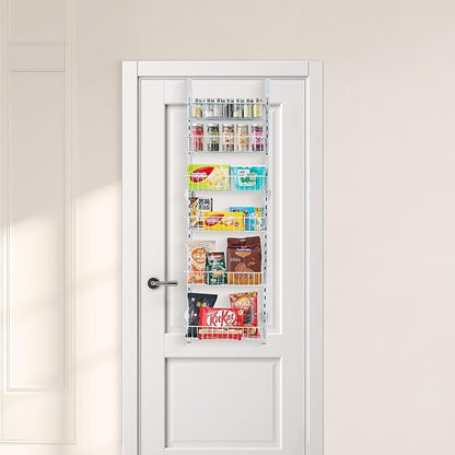 VEVOR Over the Door Pantry Organizer, 6-Tier Pantry Organization and Storage, Heavy-Duty Steel Hanging Spice Rack, Adjustable Wall Seasoning Shelves, for Home Kitchen Laundry Room Bathroom, White