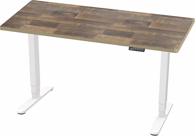 VIVO Electric 60 x 24 in Dual Motor Sit Stand Desk, Memory Height Adjustment, 2B Series, Reclaimed Wood Top White Frame, DESK-KIT-2W6P